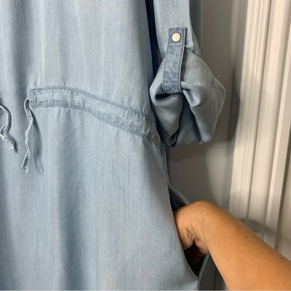Reitmans Light Blue Denim Look Long Sleeve shirt Dress Women’s Size XXL - Picture 5 of 15